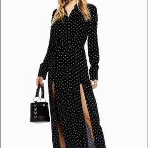 TOPSHOP black/white Pleated POLKA DOT shirtdress size 6